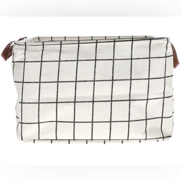 4pack lightweight canvas fabric collapsible storage tote with brown strap FREE - Picture 1 of 11